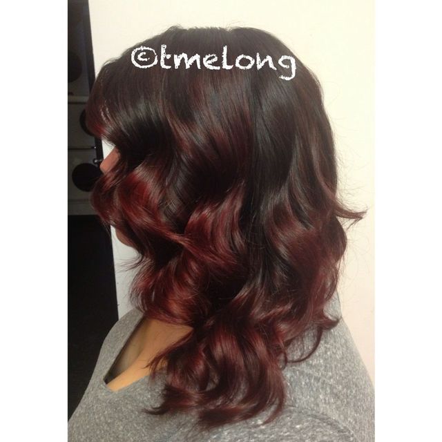 Red ombré. Mahogany base transitioning into cherry red. 