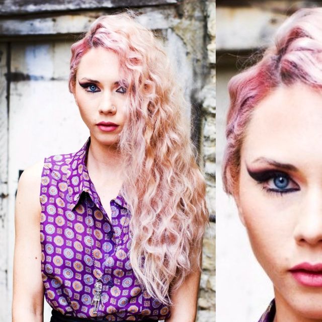 Side swept Wavey Long Pink Hair