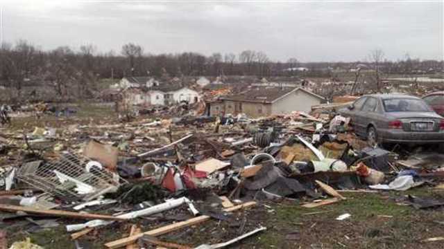 Tornado damage in Harrisburg, IL