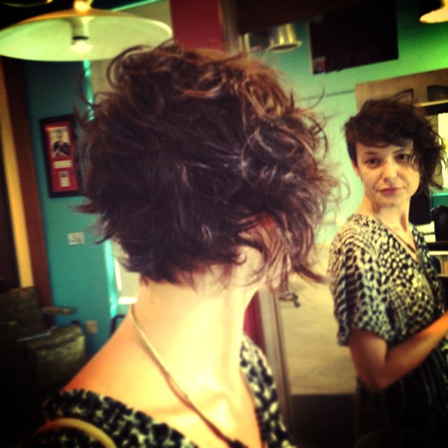 a line curly cut 