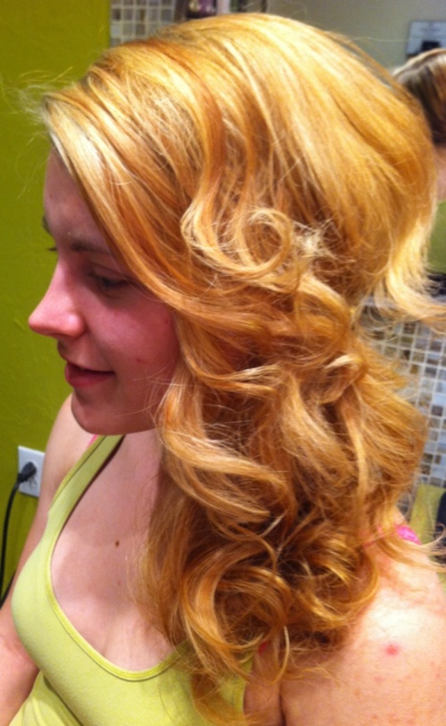 side swept stitched updo