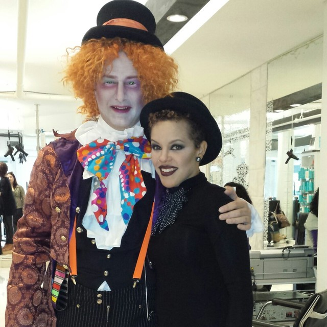 Mad Hatter Halloween makeup.