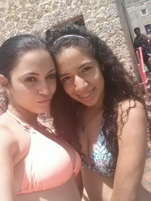 am on the right :) my curly hair at the pool