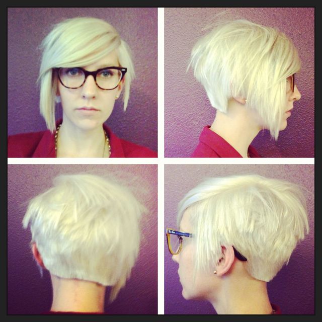 asymmetrical pixie cut blonde 