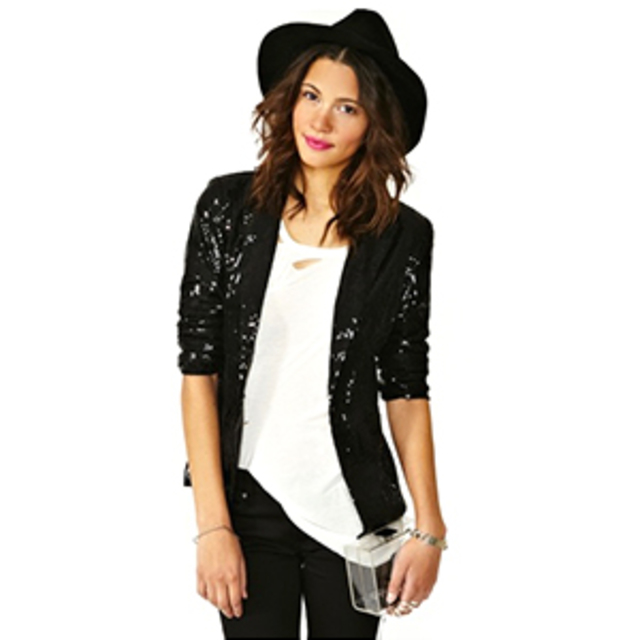 Nasty Gal Black Sequin Blazer