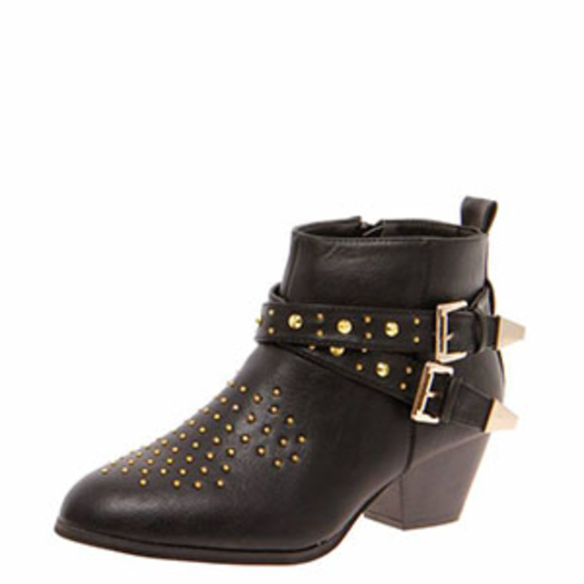 Boohoo Adrianna Pin Stud Buckle Western Boot