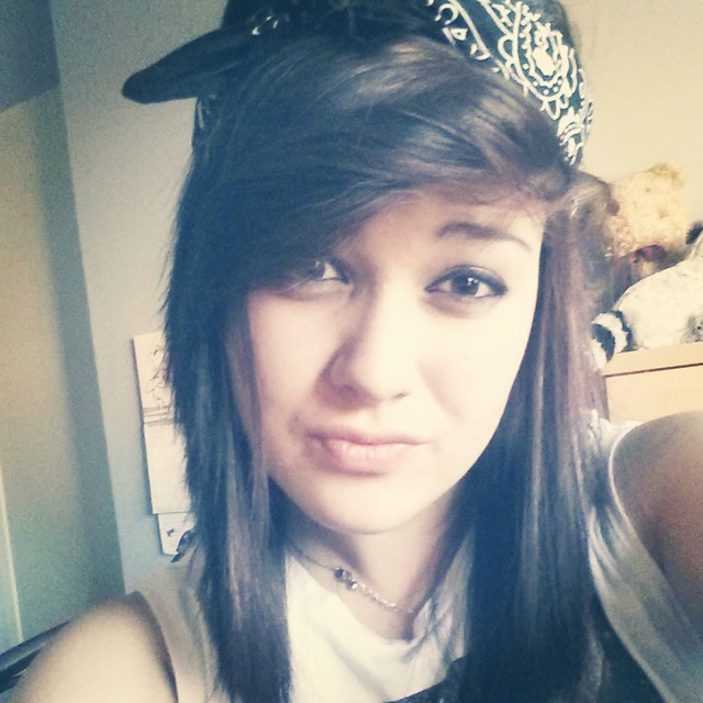 bangs and bandana