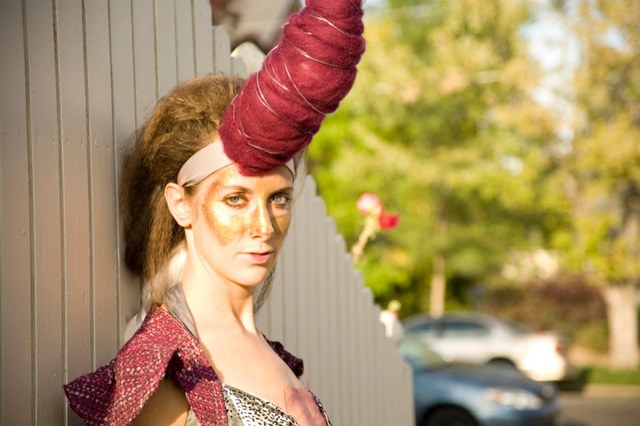 dress,make-up, and hair.  inspiration rhinoceros 