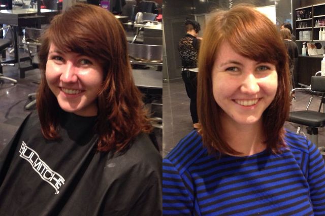 before and after hair trim and shaping
