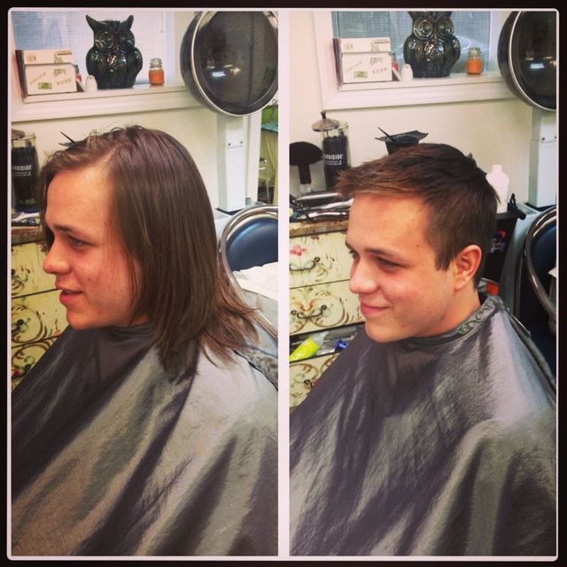 before and after men's haircut 