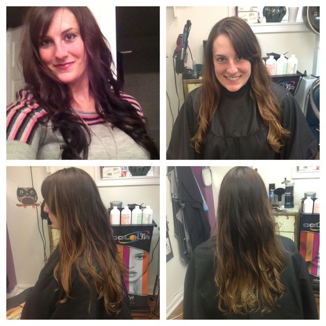 before and after ombré 