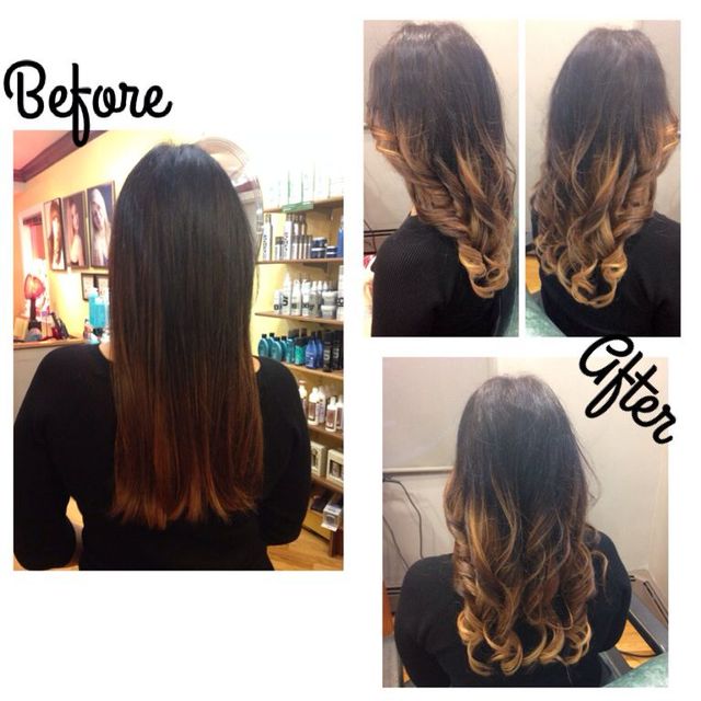 before and after ombre