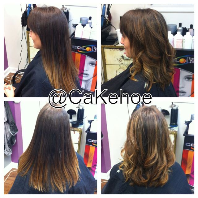 before and after, shorter and lighter! ombré 