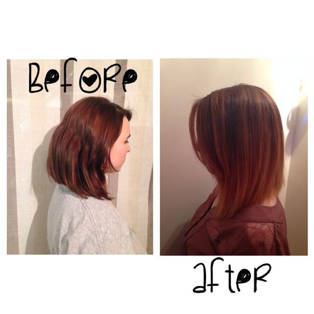 before and after transitioning into ombré on Lauren