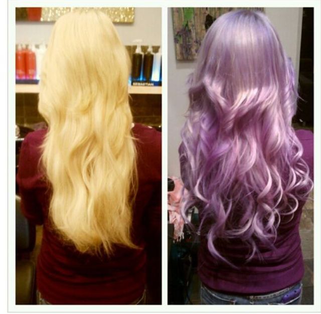 before(left) and after(right) pastel purple 