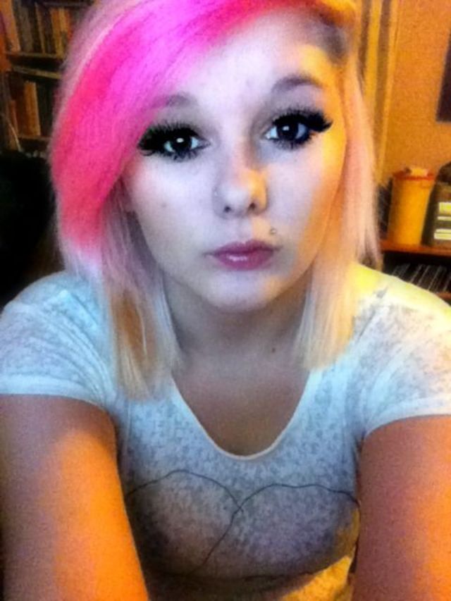 blonde +pink fringe