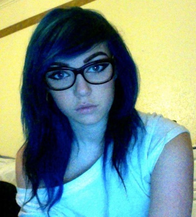 blue hair, looks black.