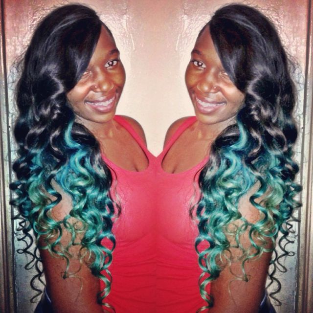 blue ombre x curls