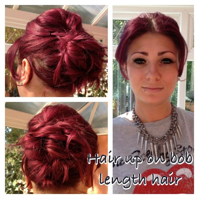 bob length hair up