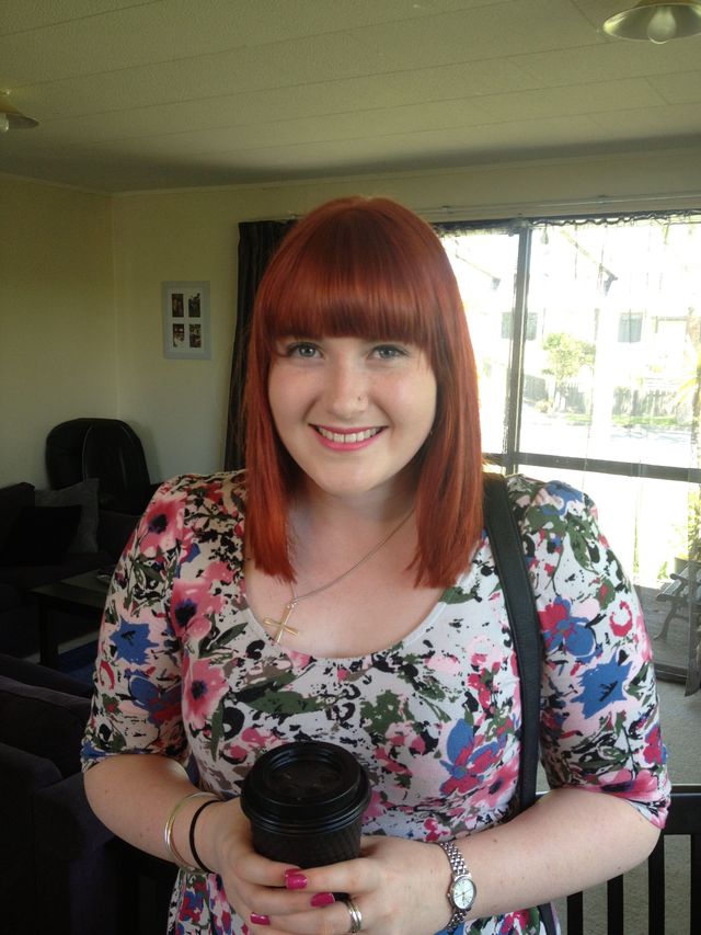 bright copper colour with concave bob