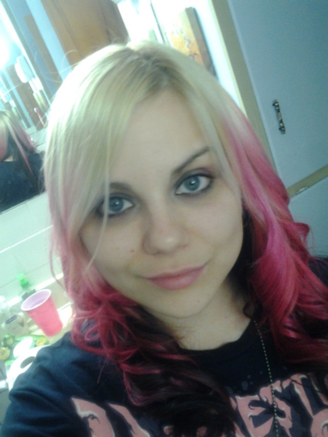 blonde, pink and black