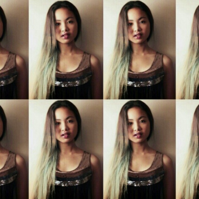 Blue streaks, blonde ombre