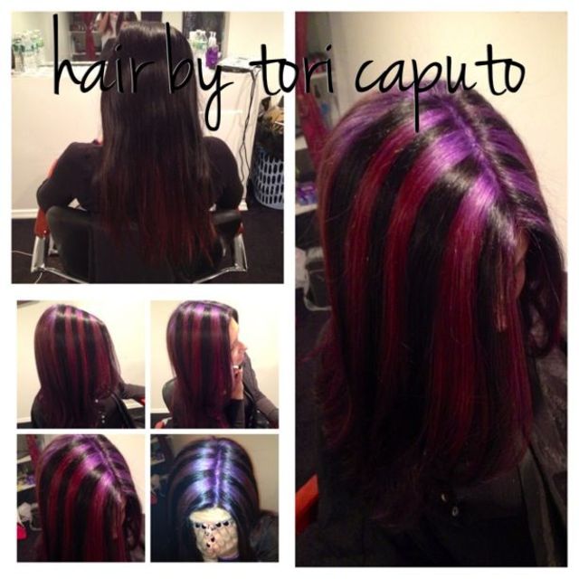 chunky purple highlights 