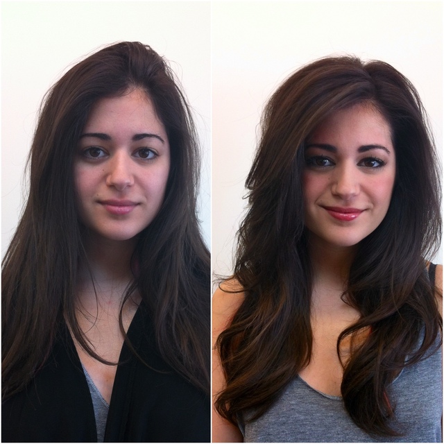 Before and After of Hair and Makeup.