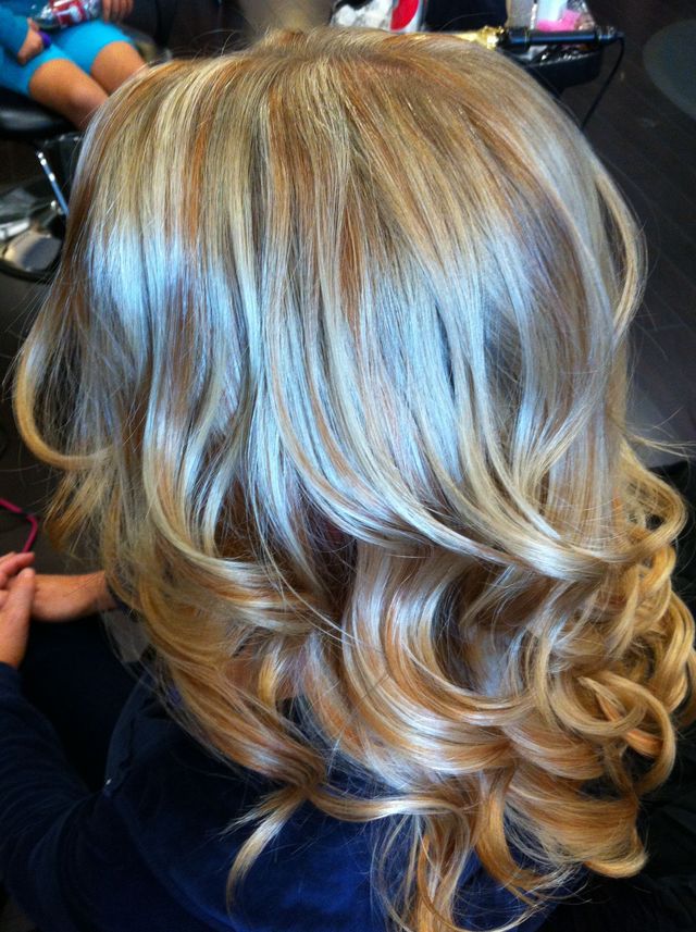 copper highlights w blonde highlights 