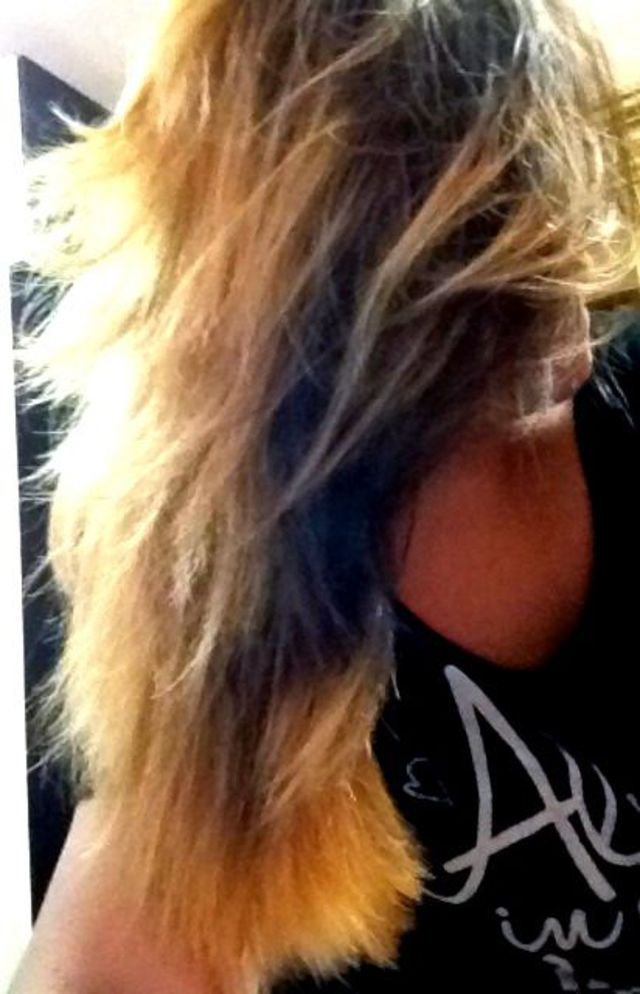 crazy me, half blonde half burnette