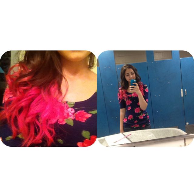 curled pink dipdye