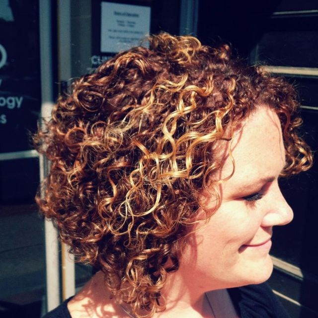 curly hair cut and color