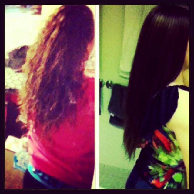 curly hair to straight hair