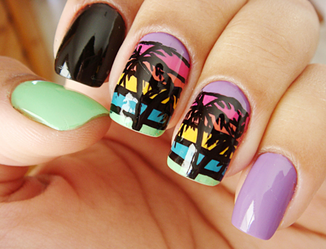 coachella-nail-art-palm-trees