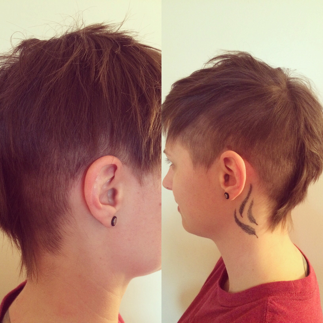 Scissor-over-comb, no clippers used. 