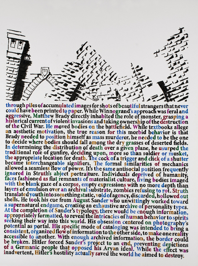 Christopher Russell, Remains (page), 2012, unique book, 24 x 18 in, 900-pix, Luis De Jesus Los An