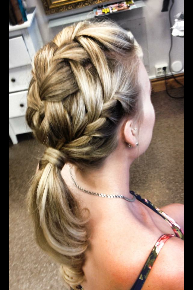 A french waterfallbraid into a ponytail.