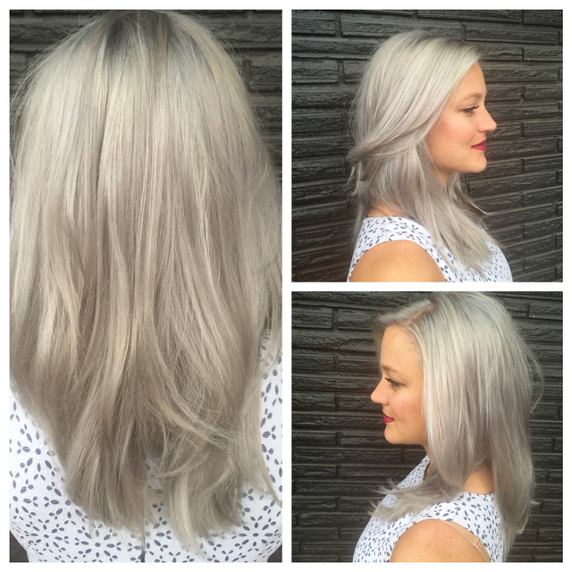 A beautiful gray!  Color, cut and style by Katie Lucas