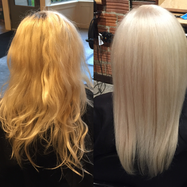 Before&After CONTINUUM treatment by DS Laboratories! Ro Maxx used in lightener. No additional process time necessary. Rinsed. Shampooed & Ro Zen put on for 10 minutes. quick rinse.No additional Product, No flat Iron. Minimal Brush, Just Blow Dryed.