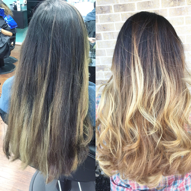 Corrective Balayage ombre- first session. 