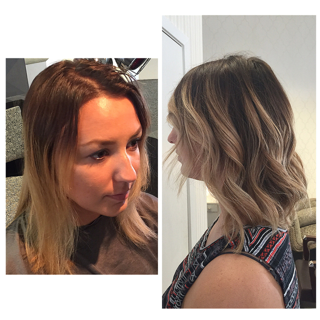 First step at s reverse ombré color correction,.