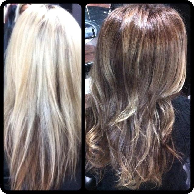bleach blonde to natural Ombre