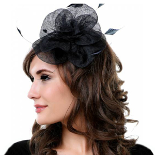 Unique Vintage Black Rose & Feathers Fascinator