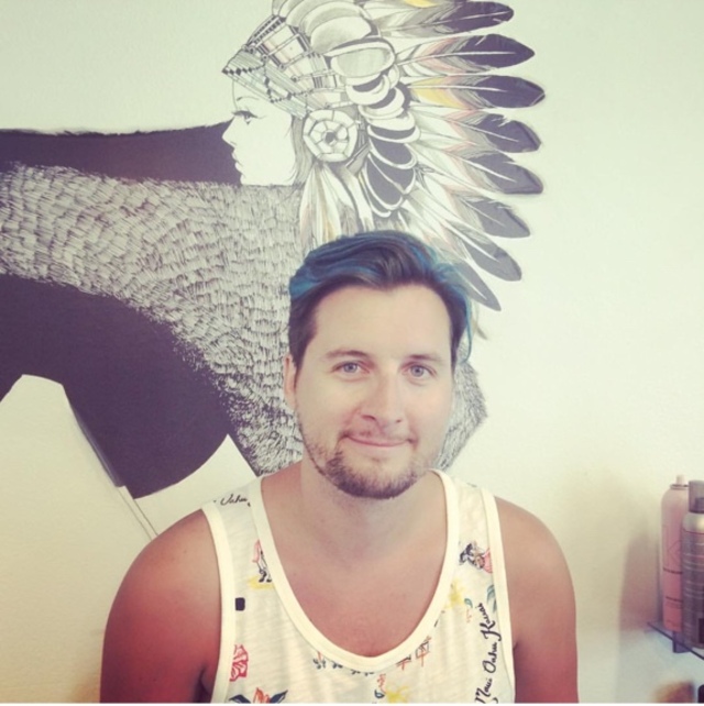 Michael has got the blues- in his hair