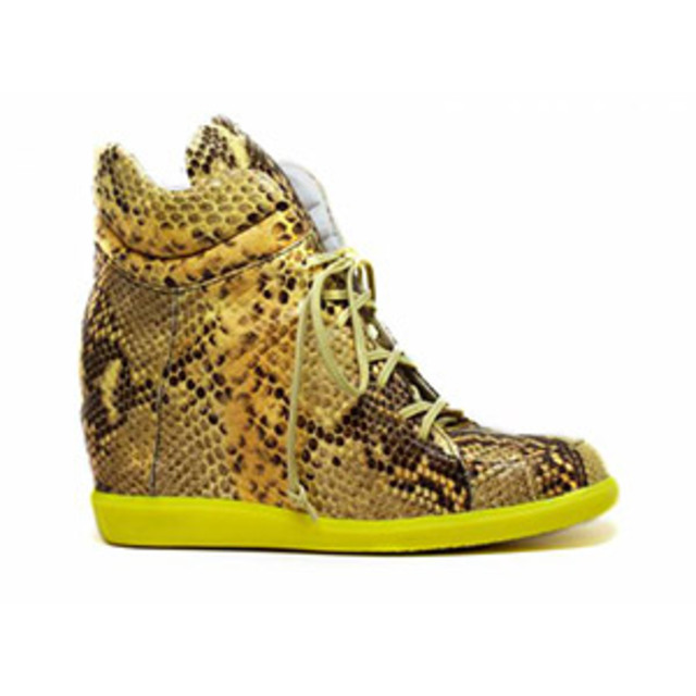Modern Vice Urban Wrestler Wedge Sneaker in Yellow Snakeskin