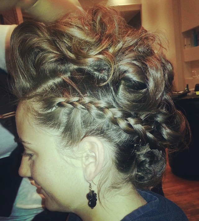faux mohawk/braid updo