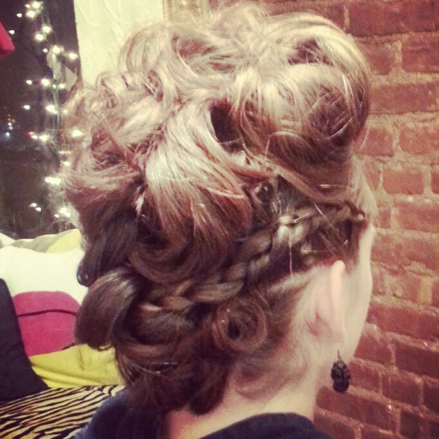 faux mohawk/braid updo