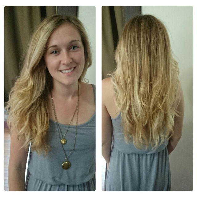 long layers natural blonde slight ombrr