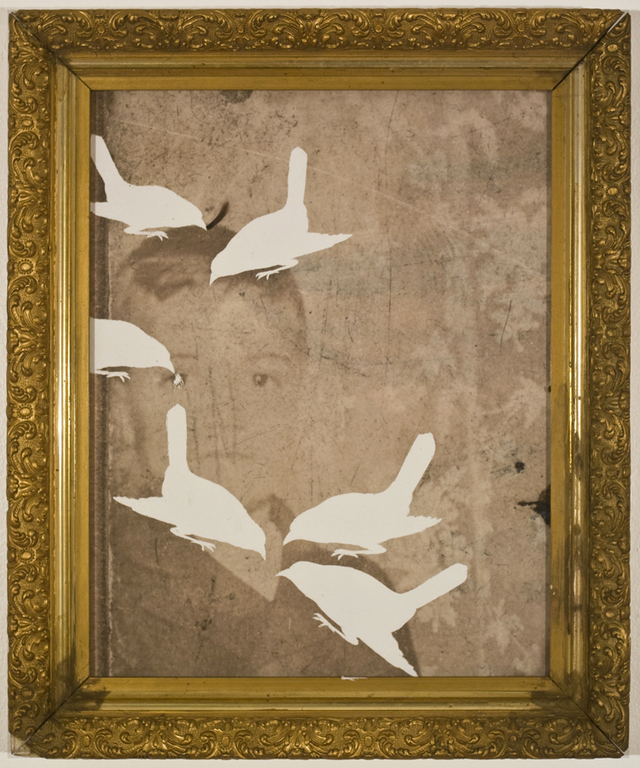 Christopher Russell, Ghost Story (Birds), 2009, scratched digital print, found frame, Luis De Jesus, 900-pix