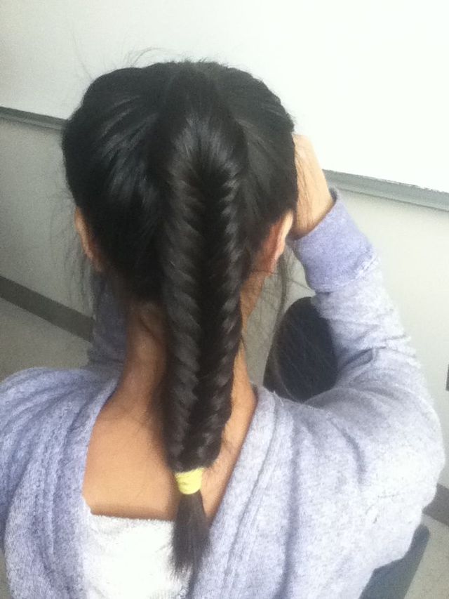 fishtail in a pony tail